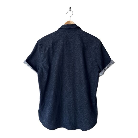 Robert Graham Black Bayview Print Short Sleeve Shirt Classic Fit SZ Medium Mens - Picture 10 of 11